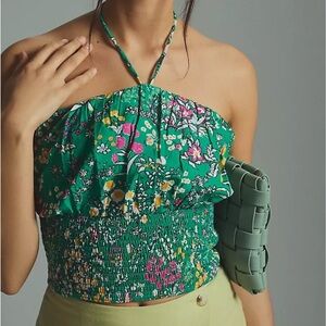 Maeve Floral Green Halter Top